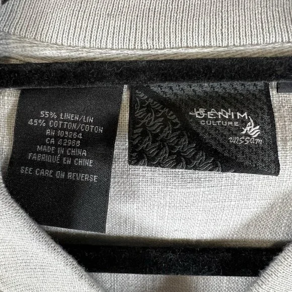 Al Wissam Jean Denim Culture Bomber Jacket Mens XXL Bone Linen Cotton‎